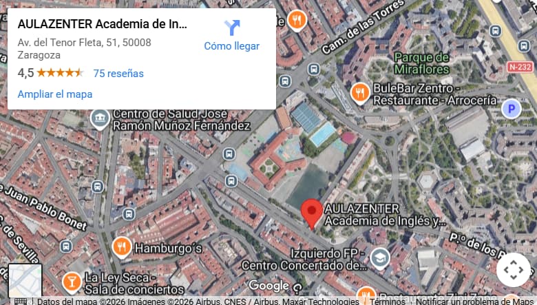 Mapa - Ubicación Carmen Olarte Piscóloga en AULAZENTER Zaragoza e Iberworld S.L.